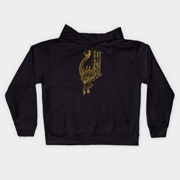 Snake skulls and guns Kids Hoodie by ZethTheReaper